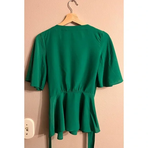 Loft Petite Kelly Green Wrap Top - Picture 3 of 3